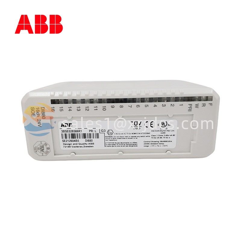 ABB DI880 3BSE028586R1 – 16-Channel Digital Input Module (S800 I/O Series)0